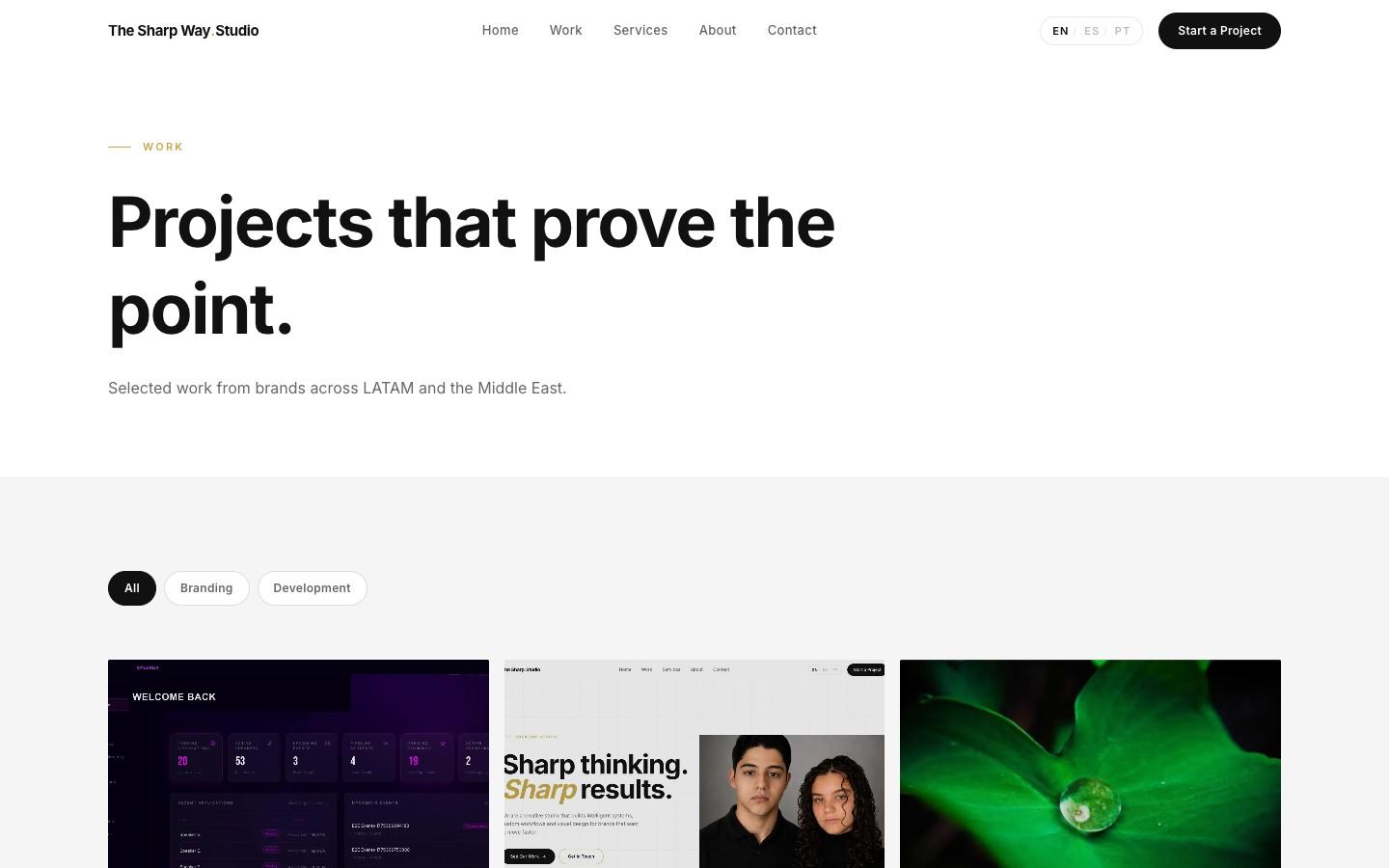 Work portfolio page